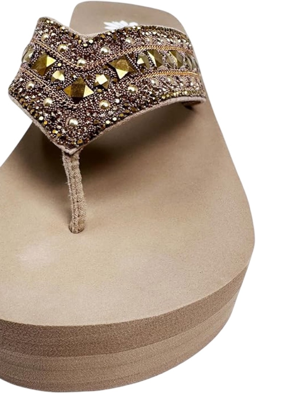 Yellow Box Women's Callie  Taupe Wedge Sandal, Medium Width 1.75 “ Heel, 1” - Picture 2 of 5